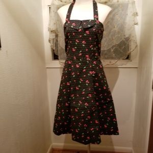 Beauty Fiend Cherry Dot Halter Neck Pinup Dress